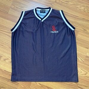 Vintage Nautica Navy Blue Tank Top Basketball Jersey Size XL Hip Hop Streetwear